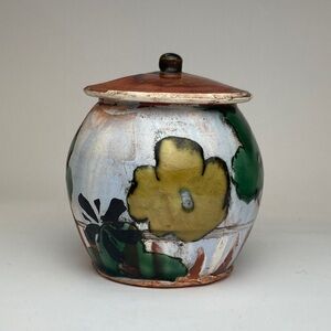 Handcrafted Floral Ceramic Jar sugar with Lid